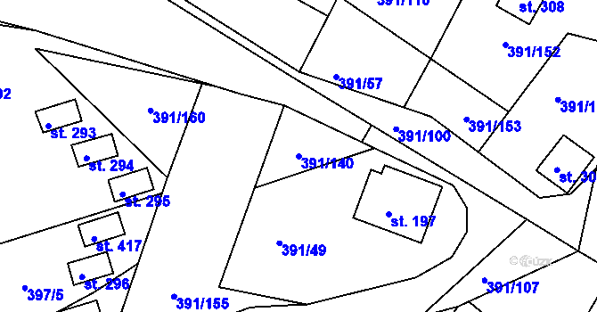 Parcela st. 391/140 v KÚ Proseč u Seče, Katastrální mapa