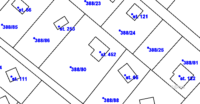 Parcela st. 452 v KÚ Proseč u Seče, Katastrální mapa