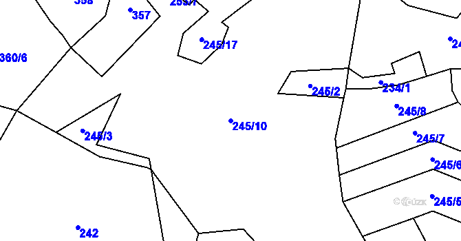 Parcela st. 245/10 v KÚ Proseč u Seče, Katastrální mapa