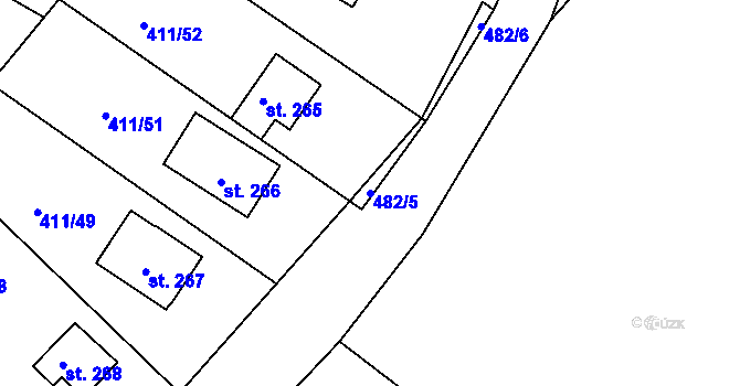 Parcela st. 482/5 v KÚ Proseč u Seče, Katastrální mapa