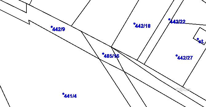Parcela st. 485/16 v KÚ Proseč u Seče, Katastrální mapa