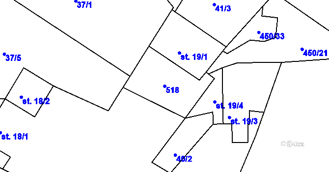 Parcela st. 518 v KÚ Proseč u Seče, Katastrální mapa