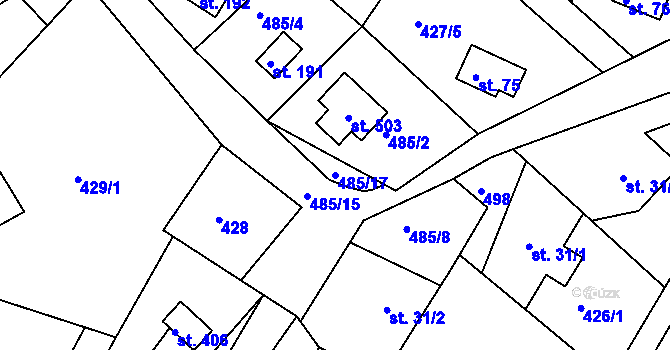 Parcela st. 485/17 v KÚ Proseč u Seče, Katastrální mapa