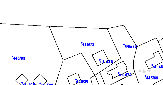 Parcela st. 445/73 v KÚ Proseč u Seče, Katastrální mapa