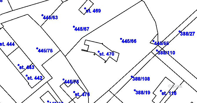 Parcela st. 470 v KÚ Proseč u Seče, Katastrální mapa