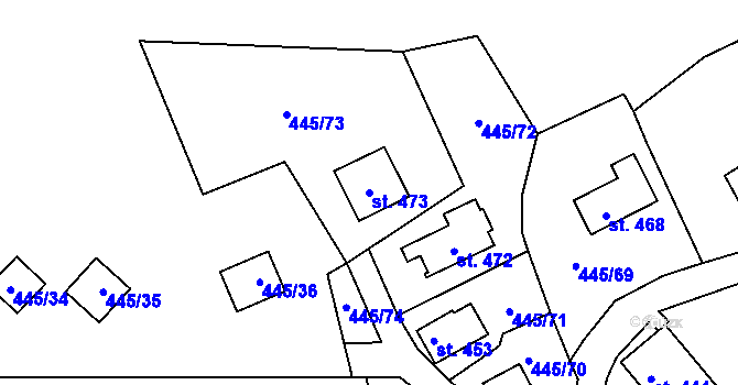 Parcela st. 473 v KÚ Proseč u Seče, Katastrální mapa