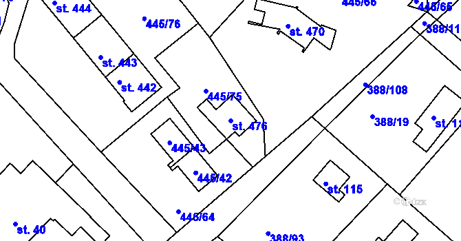 Parcela st. 476 v KÚ Proseč u Seče, Katastrální mapa