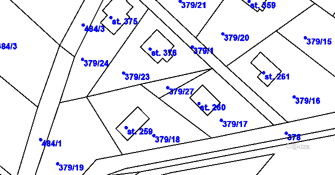 Parcela st. 379/27 v KÚ Proseč u Seče, Katastrální mapa