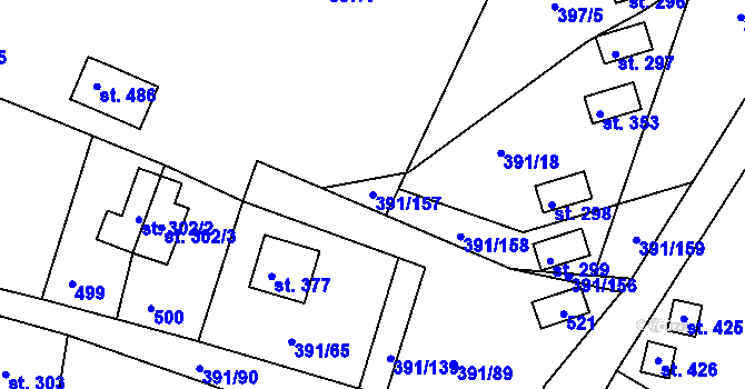 Parcela st. 391/157 v KÚ Proseč u Seče, Katastrální mapa