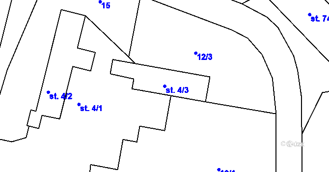 Parcela st. 4/3 v KÚ Prosíčka u Seče, Katastrální mapa