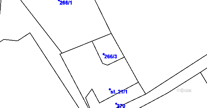 Parcela st. 266/3 v KÚ Prosíčka u Seče, Katastrální mapa