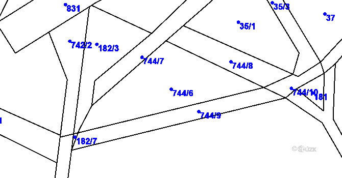 Parcela st. 744/6 v KÚ Prosíčka u Seče, Katastrální mapa