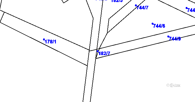 Parcela st. 182/7 v KÚ Prosíčka u Seče, Katastrální mapa