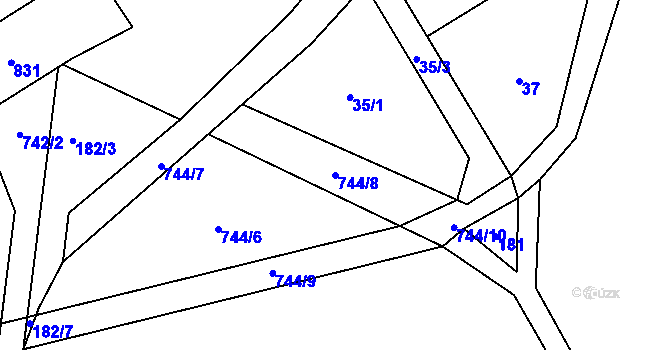 Parcela st. 744/8 v KÚ Prosíčka u Seče, Katastrální mapa