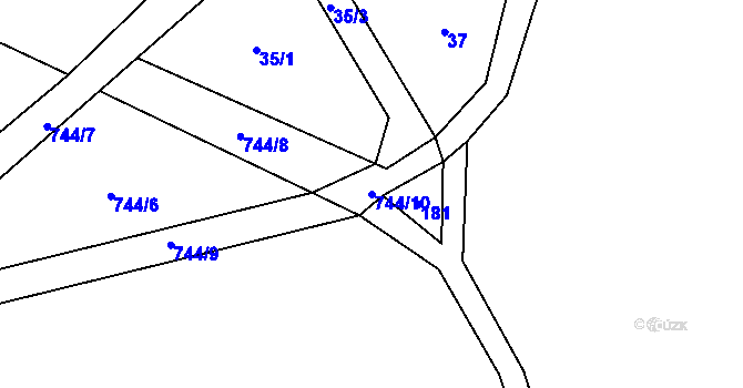 Parcela st. 744/10 v KÚ Prosíčka u Seče, Katastrální mapa