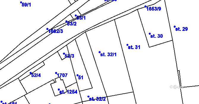 Parcela st. 32/1 v KÚ Seč, Katastrální mapa