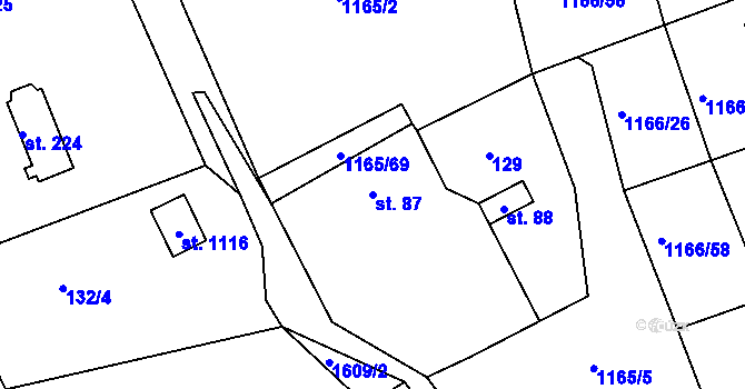 Parcela st. 87 v KÚ Seč, Katastrální mapa