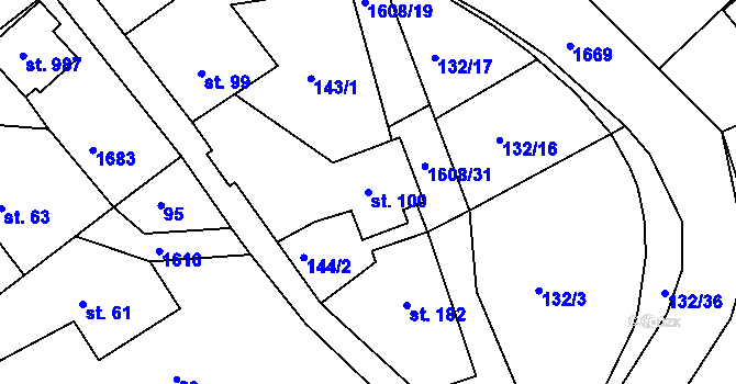 Parcela st. 100 v KÚ Seč, Katastrální mapa
