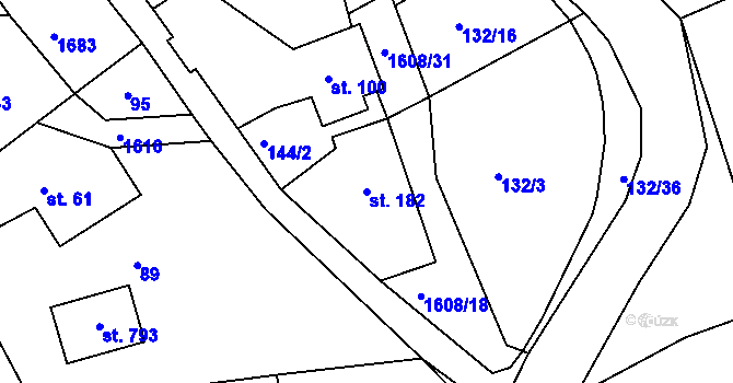 Parcela st. 182 v KÚ Seč, Katastrální mapa
