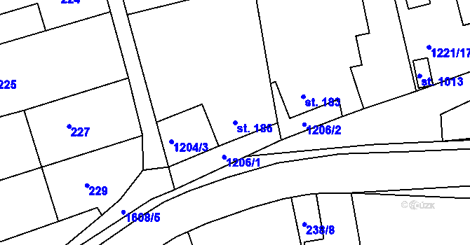 Parcela st. 186 v KÚ Seč, Katastrální mapa