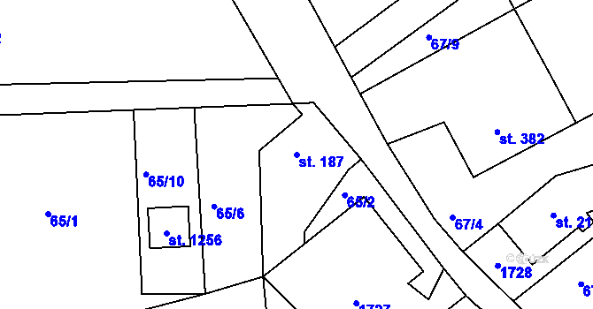 Parcela st. 187 v KÚ Seč, Katastrální mapa