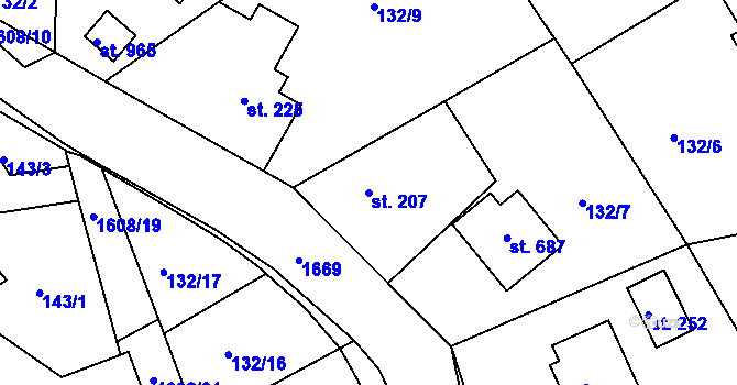 Parcela st. 207 v KÚ Seč, Katastrální mapa