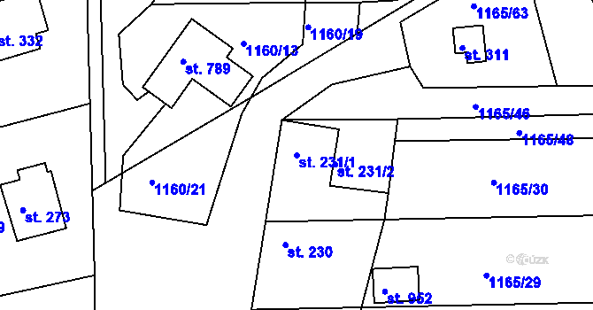 Parcela st. 231/1 v KÚ Seč, Katastrální mapa