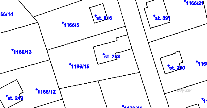 Parcela st. 258 v KÚ Seč, Katastrální mapa