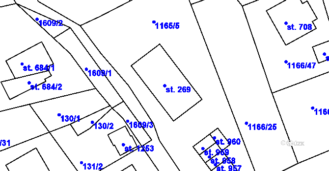 Parcela st. 269 v KÚ Seč, Katastrální mapa