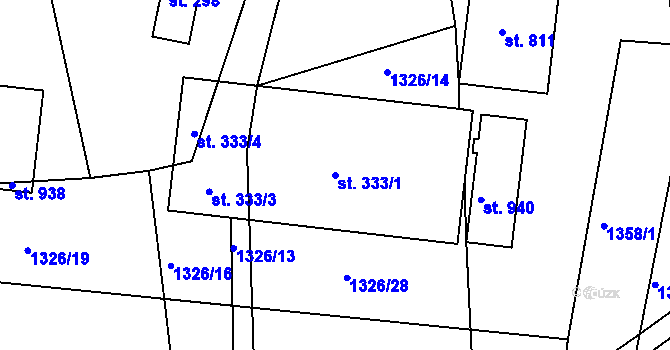 Parcela st. 333/1 v KÚ Seč, Katastrální mapa