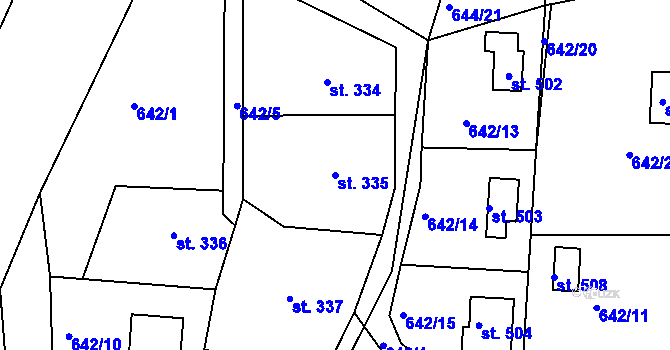Parcela st. 335 v KÚ Seč, Katastrální mapa
