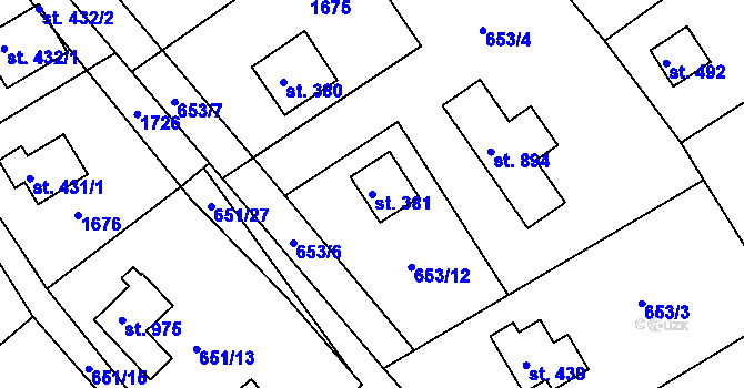 Parcela st. 381 v KÚ Seč, Katastrální mapa