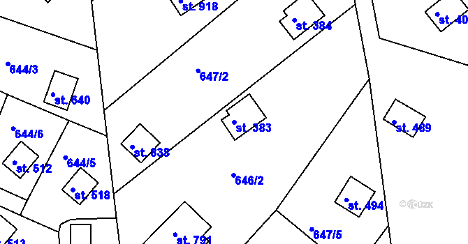 Parcela st. 383 v KÚ Seč, Katastrální mapa