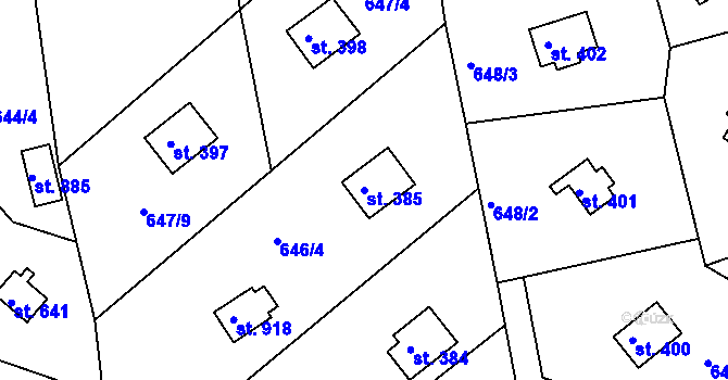 Parcela st. 385 v KÚ Seč, Katastrální mapa