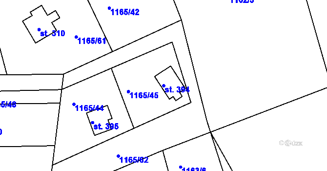 Parcela st. 394 v KÚ Seč, Katastrální mapa