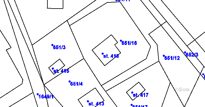 Parcela st. 418 v KÚ Seč, Katastrální mapa