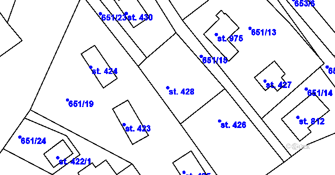 Parcela st. 428 v KÚ Seč, Katastrální mapa