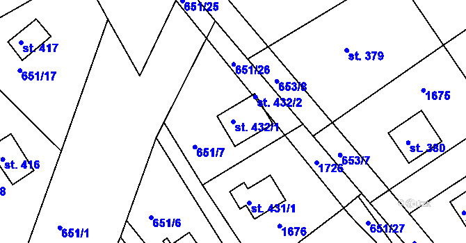 Parcela st. 432/1 v KÚ Seč, Katastrální mapa