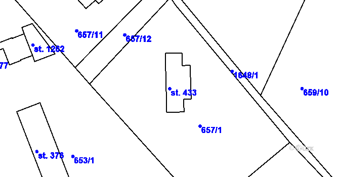 Parcela st. 433 v KÚ Seč, Katastrální mapa