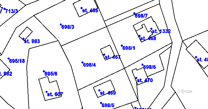 Parcela st. 467 v KÚ Seč, Katastrální mapa
