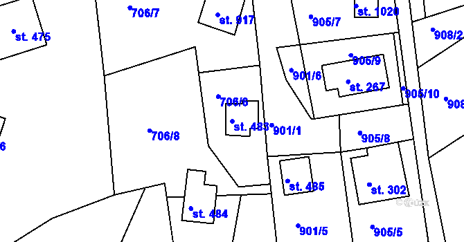 Parcela st. 483 v KÚ Seč, Katastrální mapa