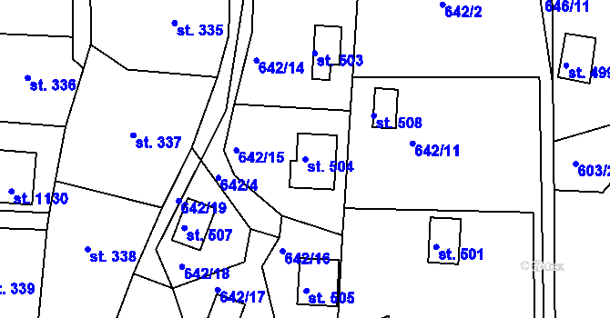Parcela st. 504 v KÚ Seč, Katastrální mapa
