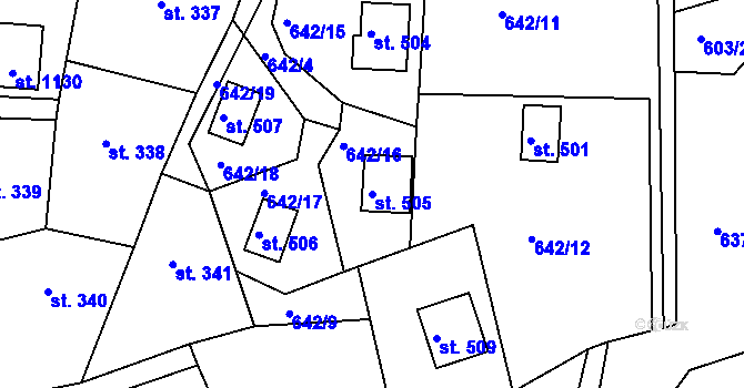 Parcela st. 505 v KÚ Seč, Katastrální mapa