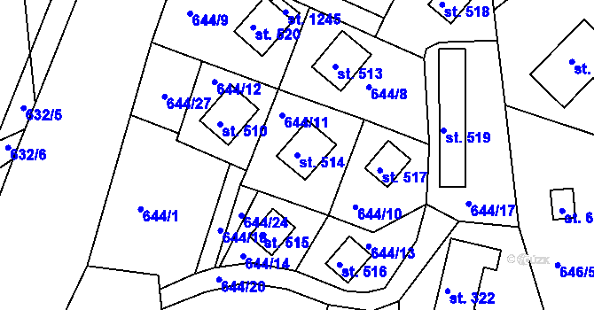Parcela st. 514 v KÚ Seč, Katastrální mapa