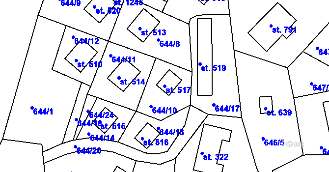 Parcela st. 517 v KÚ Seč, Katastrální mapa