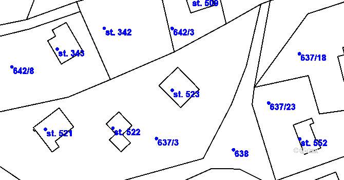 Parcela st. 523 v KÚ Seč, Katastrální mapa