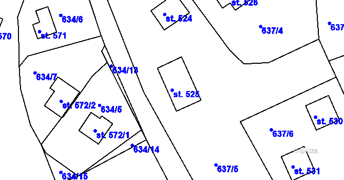 Parcela st. 525 v KÚ Seč, Katastrální mapa