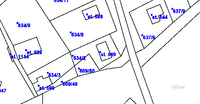 Parcela st. 589 v KÚ Seč, Katastrální mapa