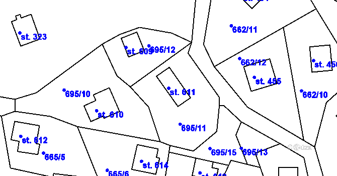 Parcela st. 611 v KÚ Seč, Katastrální mapa