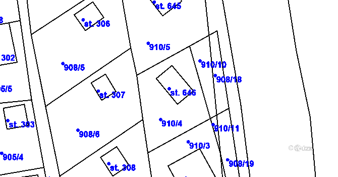Parcela st. 646 v KÚ Seč, Katastrální mapa